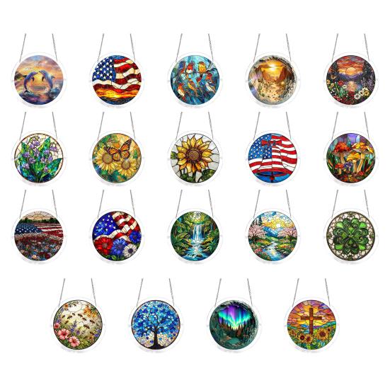 Acrylic Puzzle Suncatcher Window Hanging Ornament Stained Glass Style DIY Jigsaw Puzzle Kit for Home Garden Decor