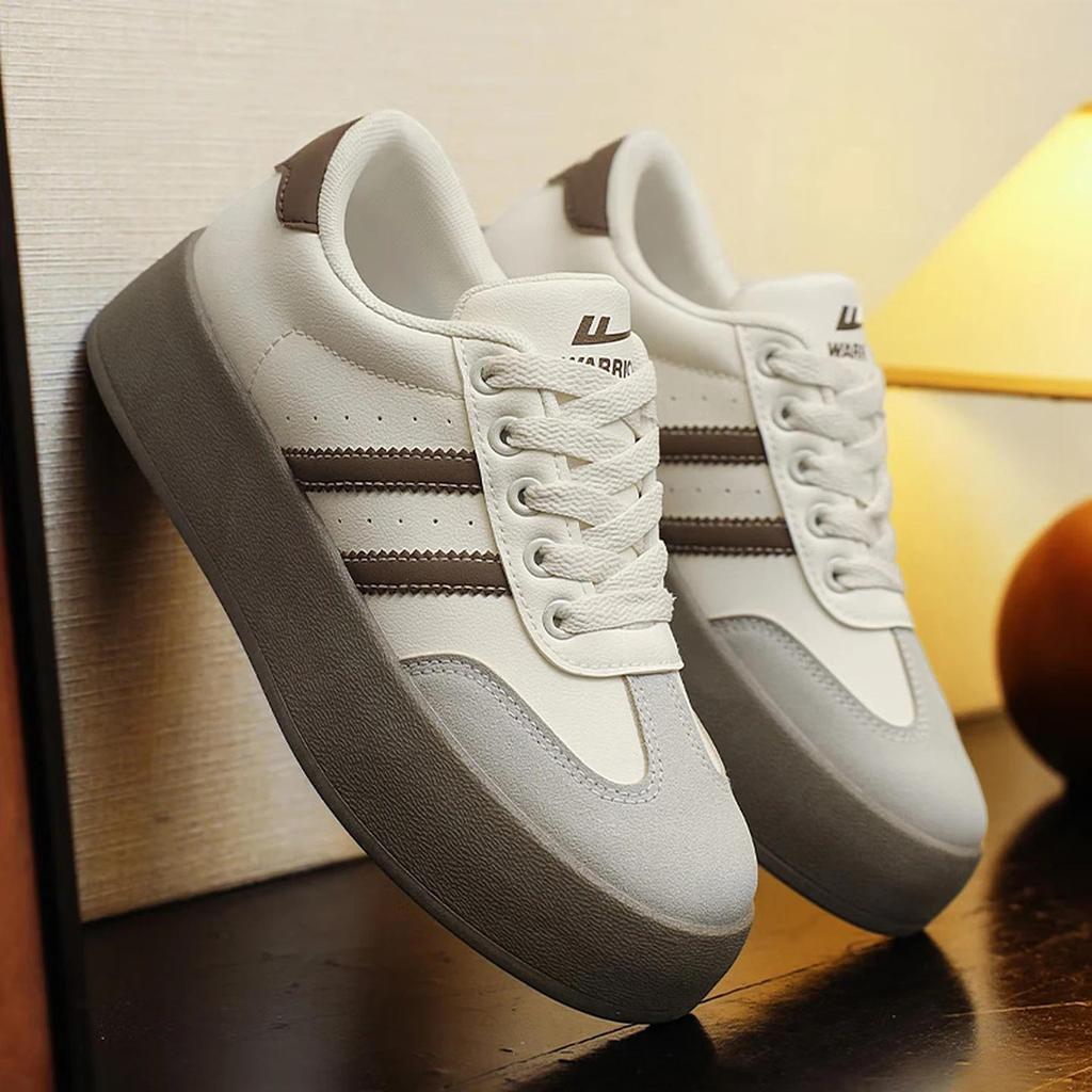Warrior Women's Thick Sole Retro Leather Casual Sneakers Sports Shoes