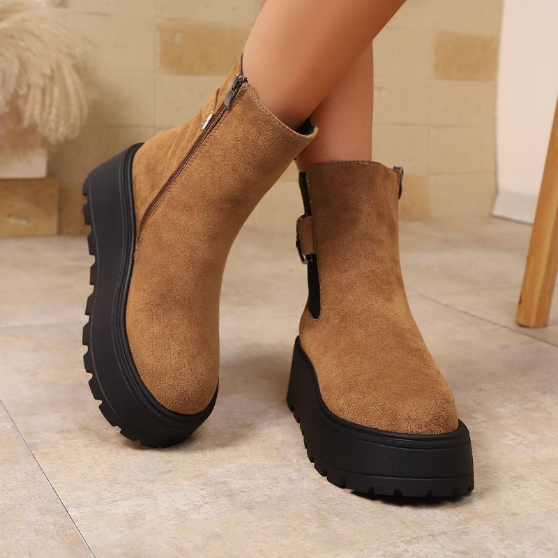 

New Large-sized Martin Boots, Women s Shoes, Side Zipper Ankle Boots 36 темно-коричневого кольору