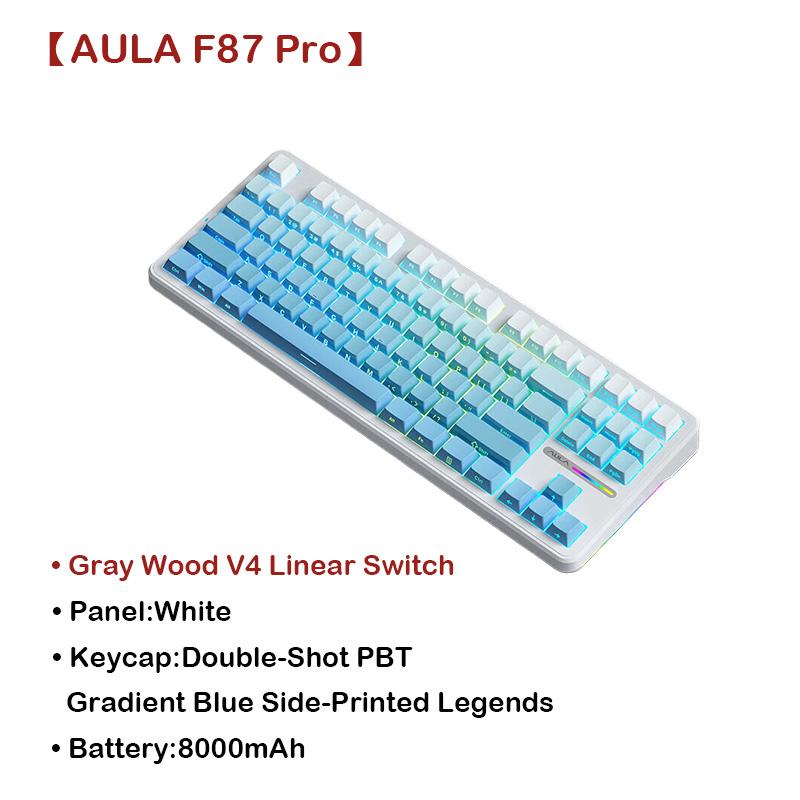 Aula F87 PRO Wired Wireless Bluetooth Tri Mode Hot Swappable Gaming Keyboard With RGB Backlight And Volume Knob