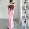 Off Shoulder Gradient Fishtail Maxi Dress
