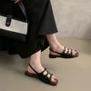 2024 Summer Buckle Women Flat Sandals Retro Romen Beach Shoes Ladies Casual Peep Toe Soft Comfortable Sandalias De Mujer
