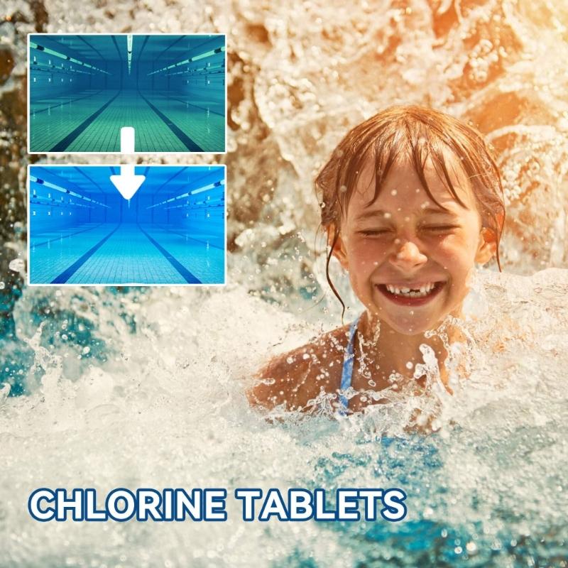 Chlorinating Tablets Stabilized Chlorine Tablets for Swimming Pool and Spa Slow Dissolving Clean Swimming Environment
