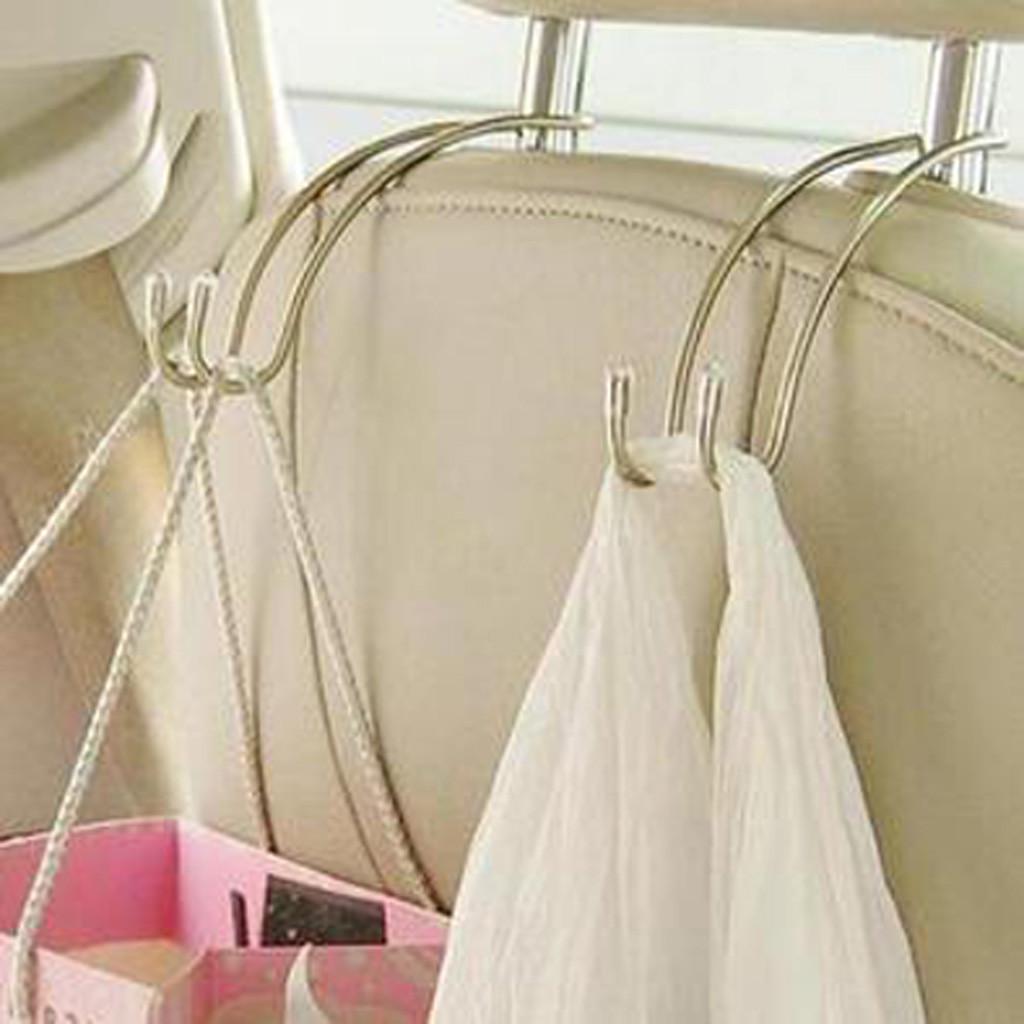 4PCS Edelstahl Sicherheit tragbare Metall Kopfstütze Haken für Auto