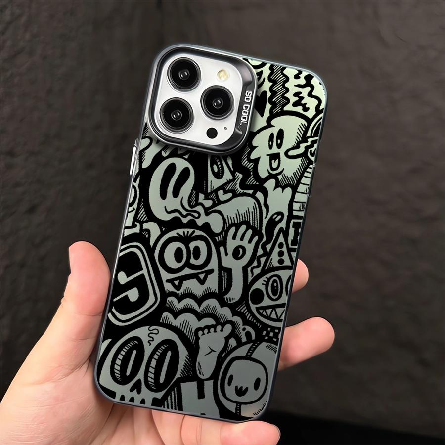 Phone Case for iPhone 15 16 Pro Max 11 13 Pro 14 Plus 12 11Pro 15Pro Max 16e Shell Cover Fundas Super Cool Black Graffiti