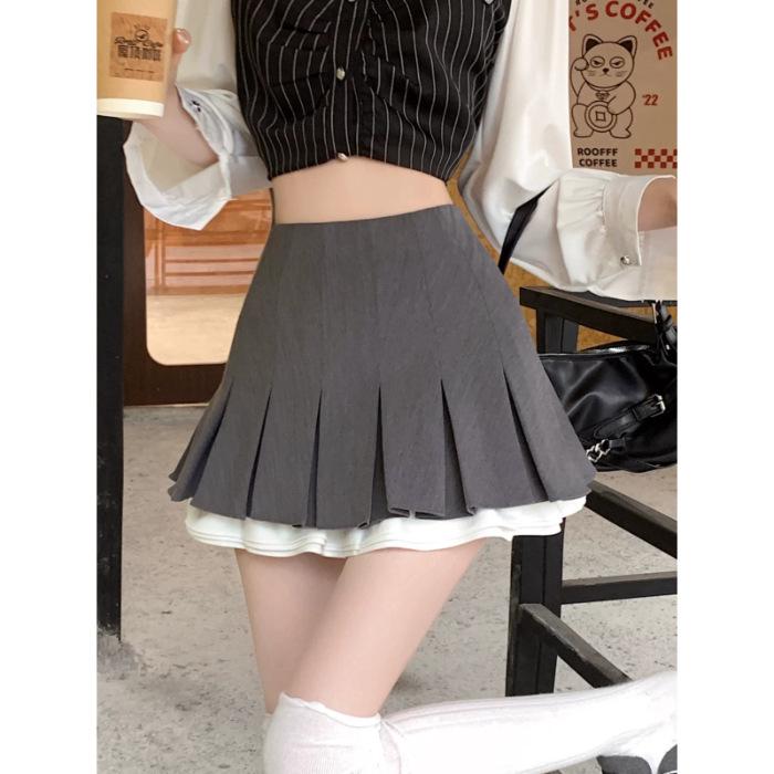 

Женская плиссированная юбка А-силуэта с пэчворком, короткая - Универсальная, Защита от прозрачности, Всесезонный стиль M (95-110 jin) серый