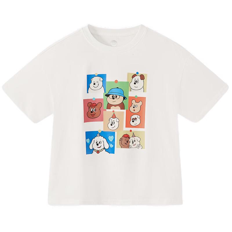 MQD Boys' Pure Cotton Cartoon Letter Short-Sleeved T-Shirt