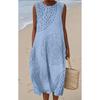 Summer new sleeveless pocket casual printing temperament long dress dress slim dress