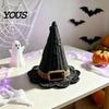 Unique Birthday Gift for Her Handwoven Witch Hat, Gothic Wizard Costume Headpiece Halloween Fantasy Aesthetic Home Decor Party, Spooky Tabletop Decor,