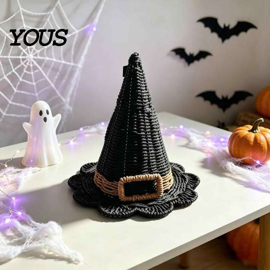 Unique Birthday Gift for Her Handwoven Witch Hat, Gothic Wizard Costume Headpiece Halloween Fantasy Aesthetic Home Decor Party, Spooky Tabletop Decor,