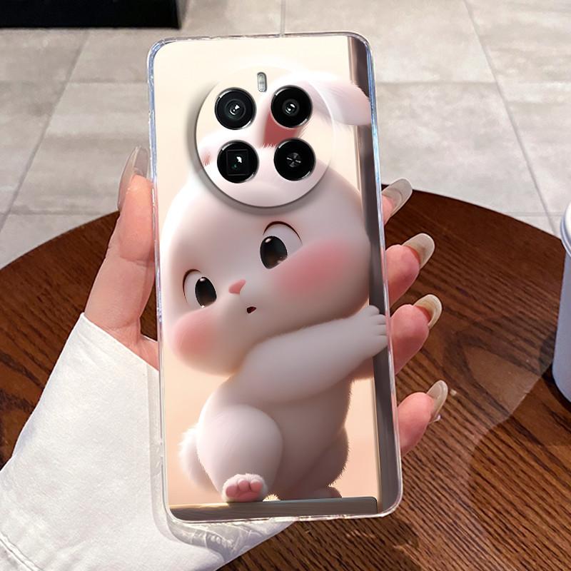 Jelly Casing For Realme GT5 Pro (240W) Funda Capa Clear Silicone Soft TPU Back Cover Cute Cat Rabbit Heart Protective Case Coque