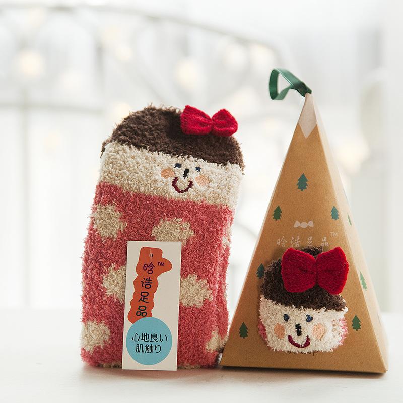 Christmas Stocking Christmas Gift Coral Velvet Cartoon Socks Suitable for Adults