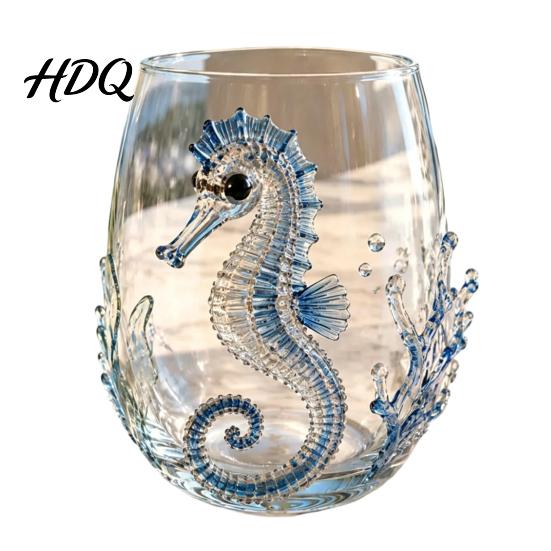 Pahar Unic Stil Costier pentru Băuturi 12oz Cupă Apă Caracatiță Design În relief Pictat Manual Cupă Marină pentru Iubitorii de Ocean Decor Bar Acasă Temă Decorativă