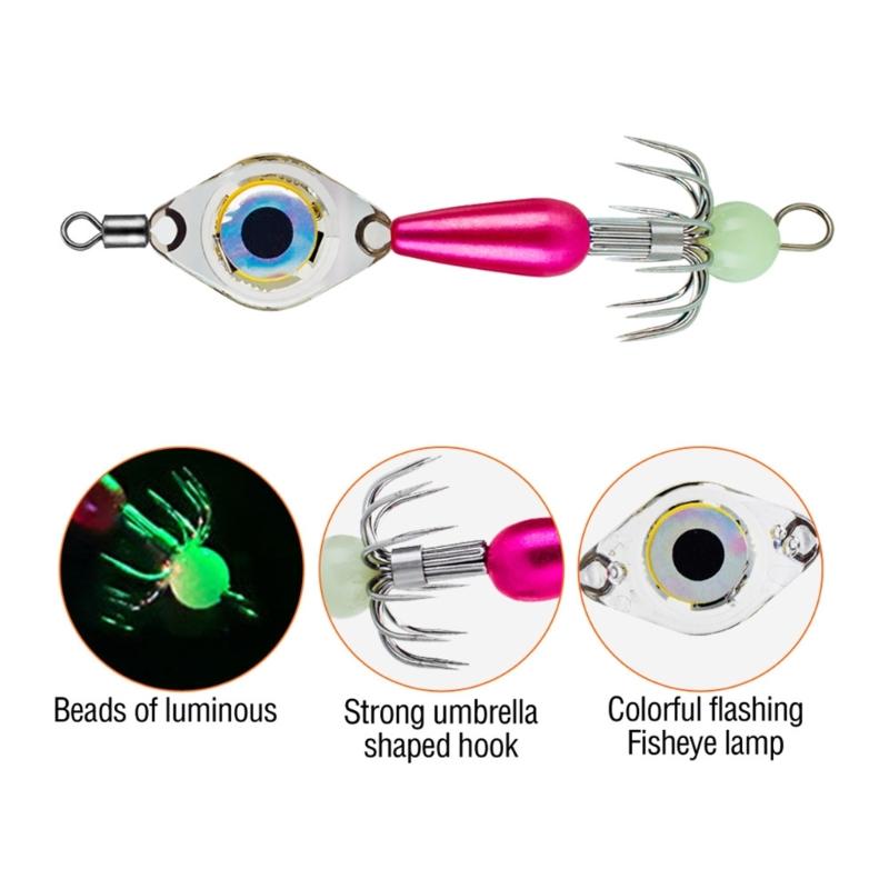 Compacts LED Octopuses Fishing Rigs Double Hook Systems Corrosions Proof Night Fishing Performances