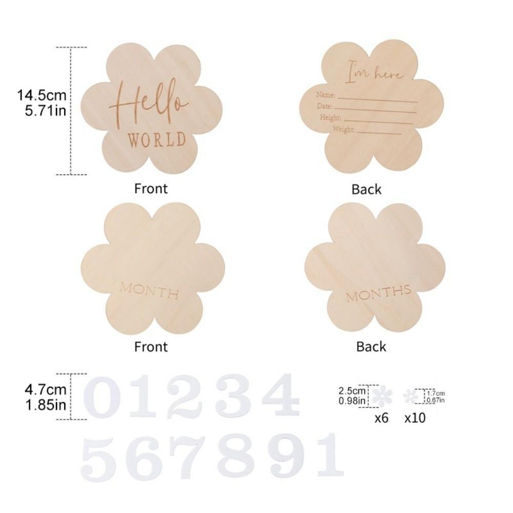 Calendar Newborn Growth Commemorative Card Handmade Photo Props Baby Milestones Card 1-12 Month Wooden