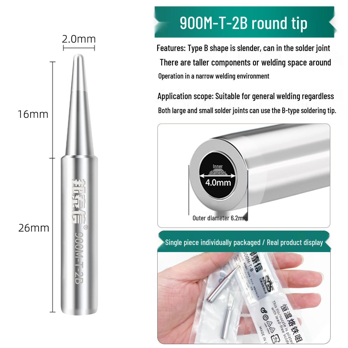 

Lead-Free 60W Soldering Iron Tip, 900M, Constant Temperature, Internal Heating, Pointed & Horseshoe Blade Design
