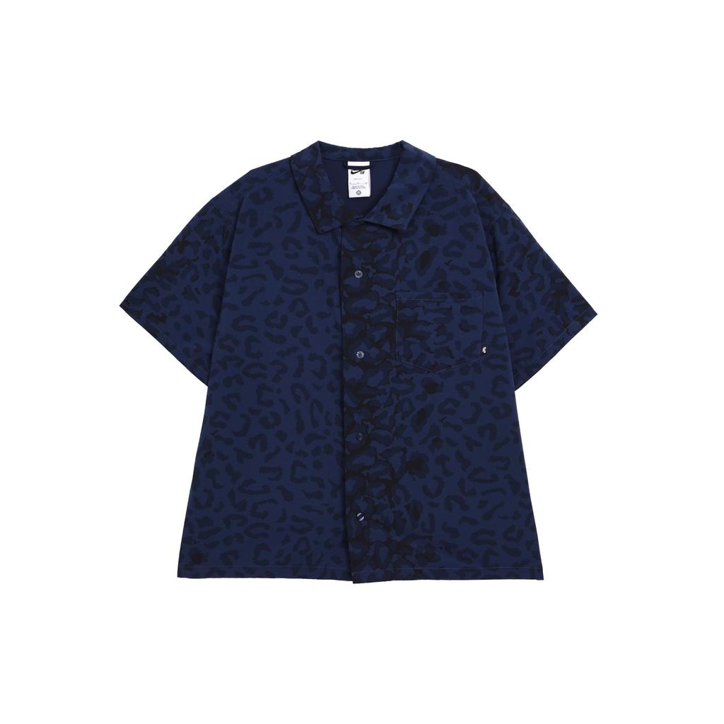 Nike SB SS24 Print Bowler Short Sleeve Button Down Skate Top Shirt Unisex Midnight Marine Blue FN2596-410