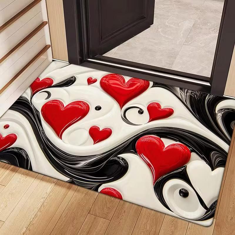 Love Cloud Door Mat Heart Shape Blue Sky Entrance Rug Cute Welcome Mat Indoor Non-Slip Home Hallway Floor Decor Romantic Gift