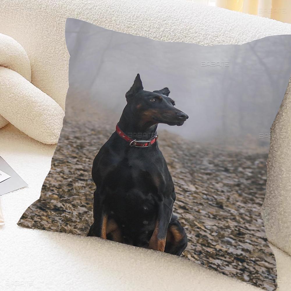 

Doberman Cool Dog Pillow Covers Cartoon Sofa Decorative Home Double-sided Printing Short Plush Cute Cushion Cover 16x16Inch