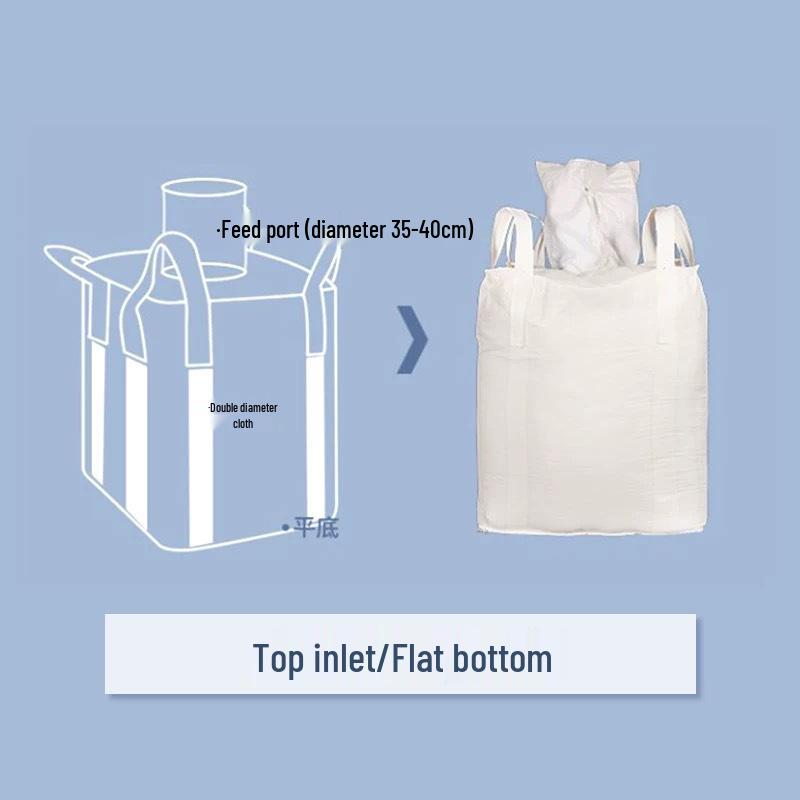 Brand New White Four-Loop Ton Bag with Large Top Opening and Flat Bottom - Thickened Woven Design for Bridge Pre-Loading