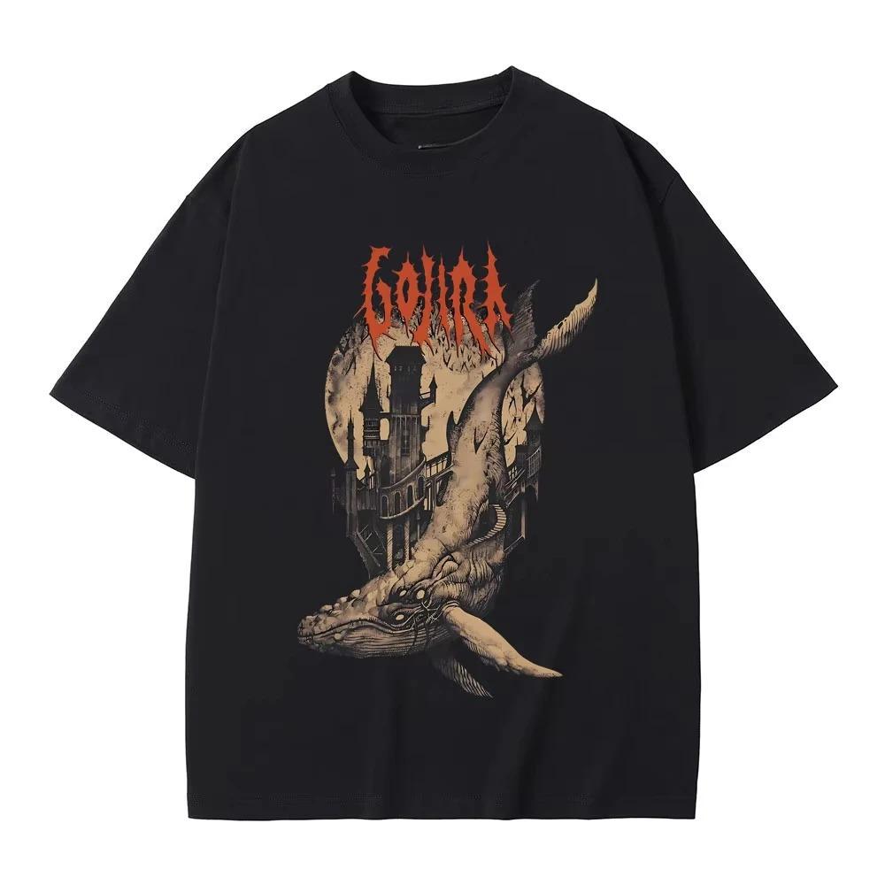 

Gojira Whale & Castle Graphic T-Shirt Technical Death Metal Black Unisex Oversized Eco-Friendly Band Fan T-shirt 4XL