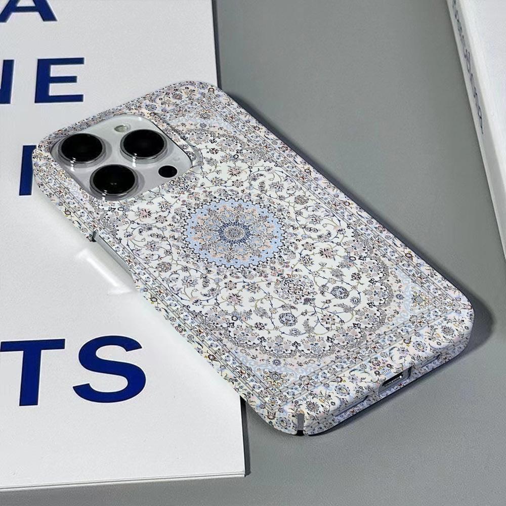 Persian Carpet Floral Pattern Phone Case for iPhone 16 15 14 13 12 11 Pro Max X XS XR XSMax 7 8 Plus Glossy Film Hard PC Cover
