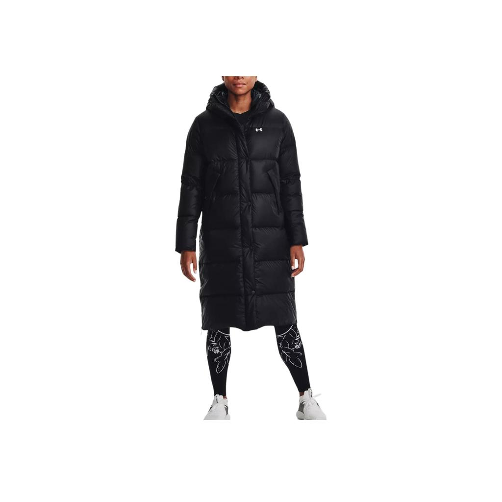 Under Armour Long Down Jacket With Logo Print Women Outerwear Black 1373458-001