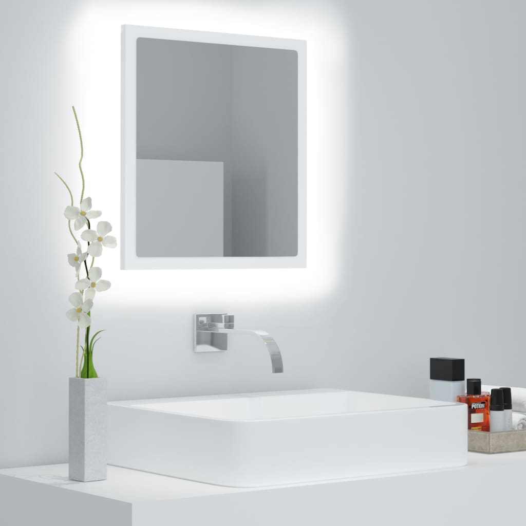 LED Bathroom Mirror White 40 x 8.5 x 37 cm Acrylic