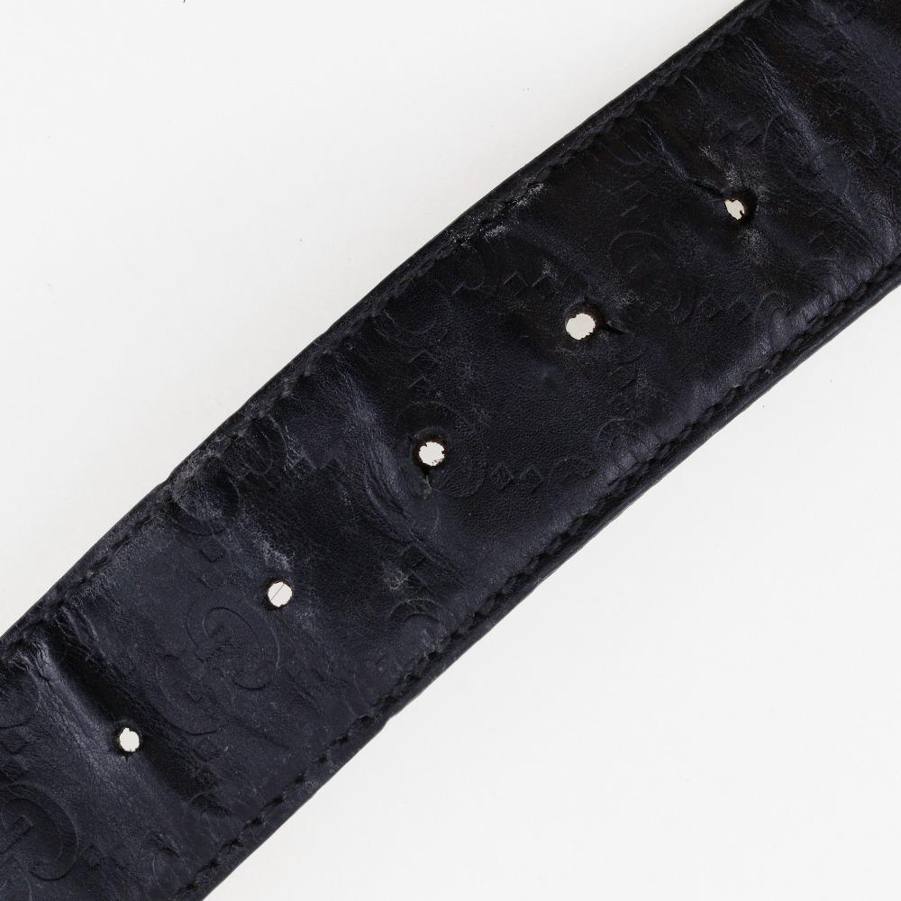 Gucci Interlocking Belt 114876 GG Black Sima Leather Mens Used