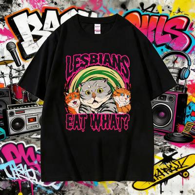2025 Summer Lesbians Eat What Graphic T-shirt Men Women Fashion Streetwear Unisex Casual 100% Pure Cotton Printed T-shirt Y2k