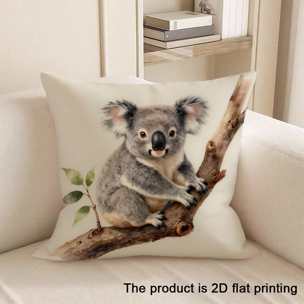 1pc Exquisite 2D Flat-Printed Pillowcases with Various Adorable Animal Designs Sofa Cushion Cover Home Bedroom Room Decoration