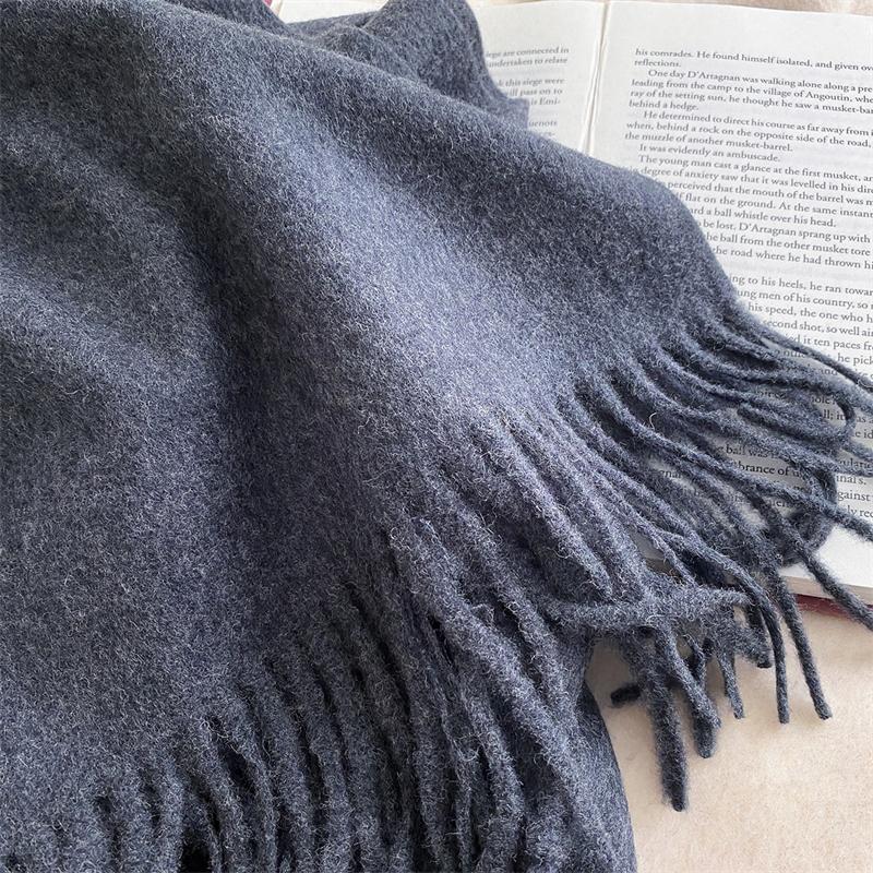 2025 Winter Wollschal für Damen Langer Warmer Kaschmirschal Hijab Einfaches Damen Schal Wickeltuch Weibliches Pashmina Bandana Kopftücher Neu
