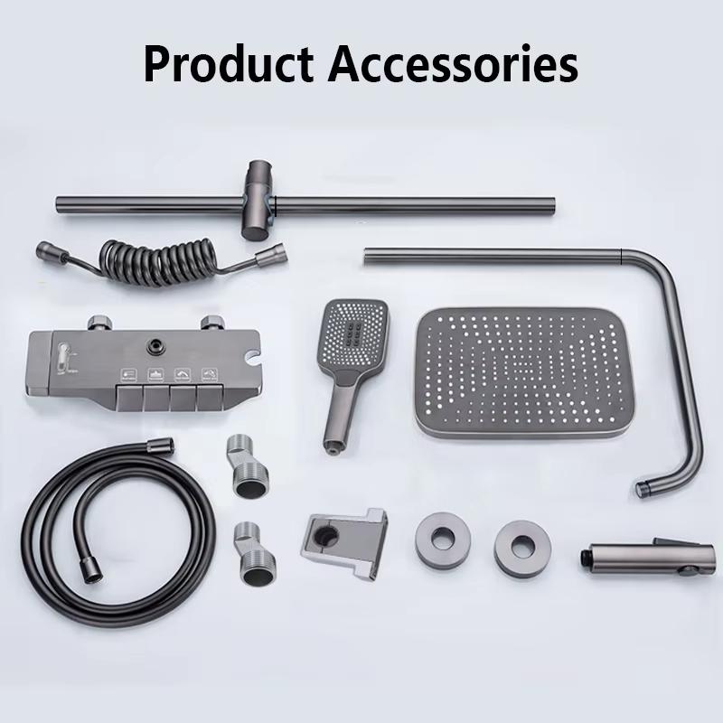 

Душевой гарнитур для ванной комнаты со светодиодным дисплеем и клавишами пианино. Душевая кабина с тропическим душем. Комплект аксессуаров для ванной комнаты.