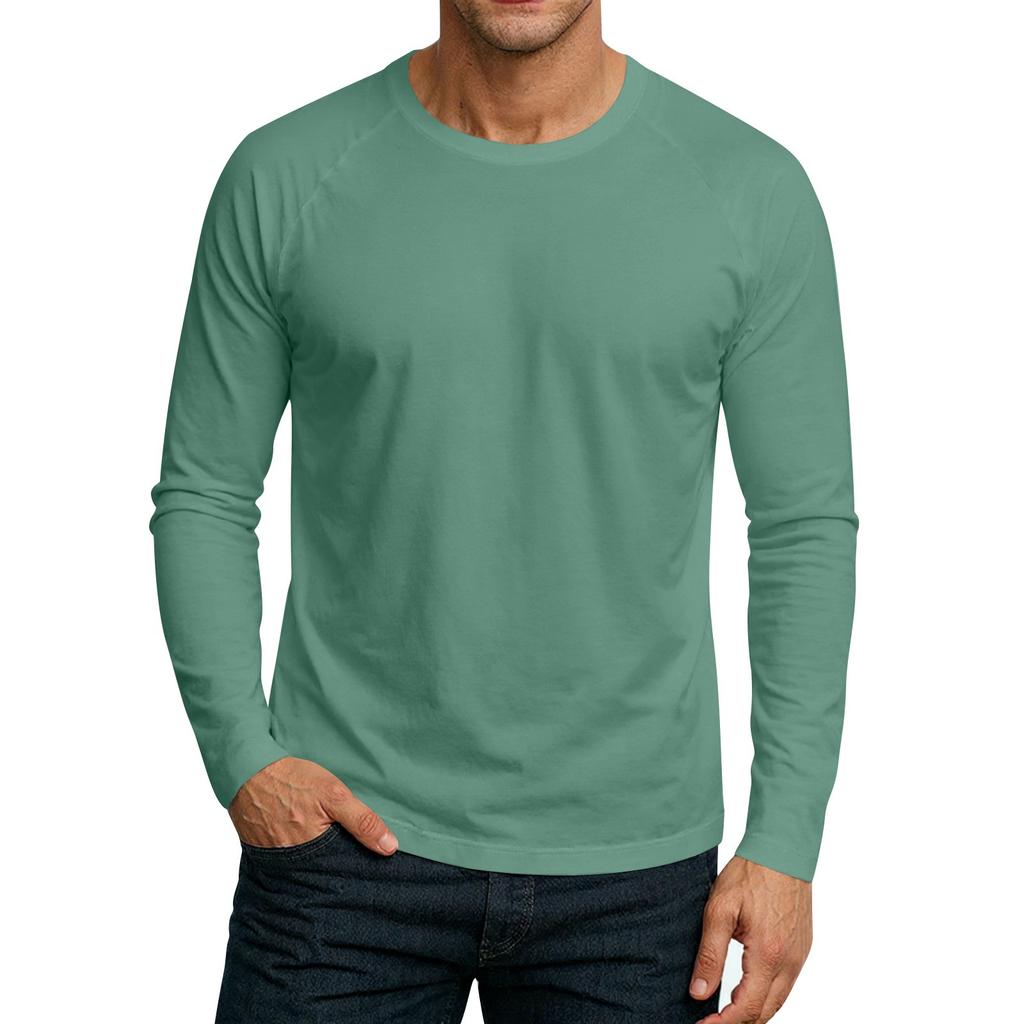 Men's Round Neck Plunger Long Sleeve T-Shirt Top