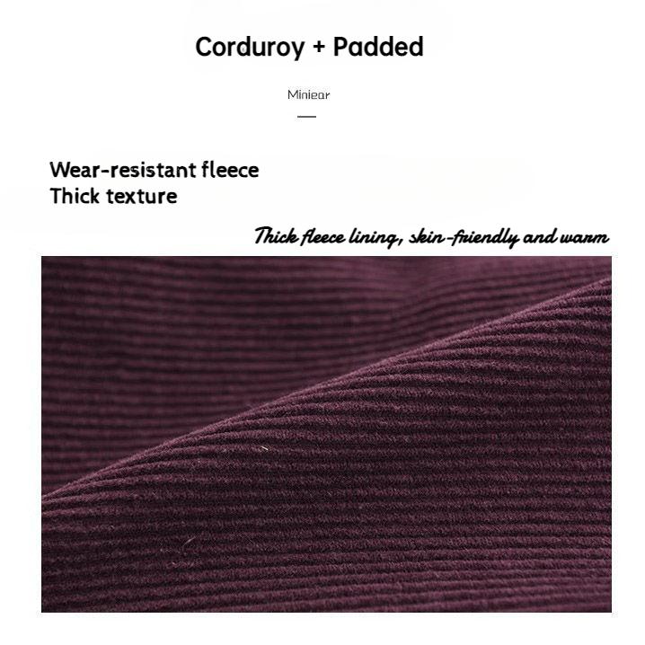 Corduroy Pants Padded Thickened Autumn Winter New High Waist Loose Solid Color Splicing Warm Harlan Fashion Trousers Large Size