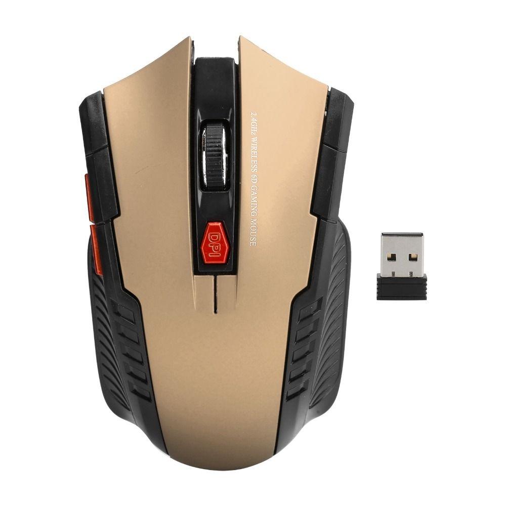 2.4G Wireless Wireless Mouse 3 Levels Adjustable 1600DPI Gaming Mouse 6 Buttons USB Receiver Ergonomic Mouse Desktop PC