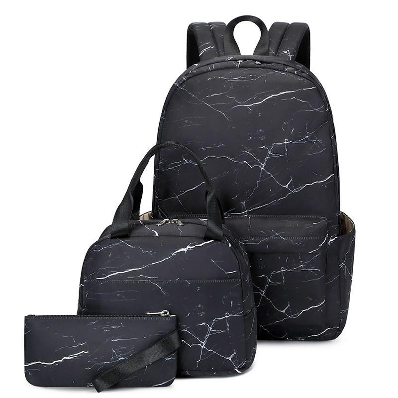 Three-piece Backpack Girls Starry Sky Graffiti Printed School Bag Lightweight Backpack