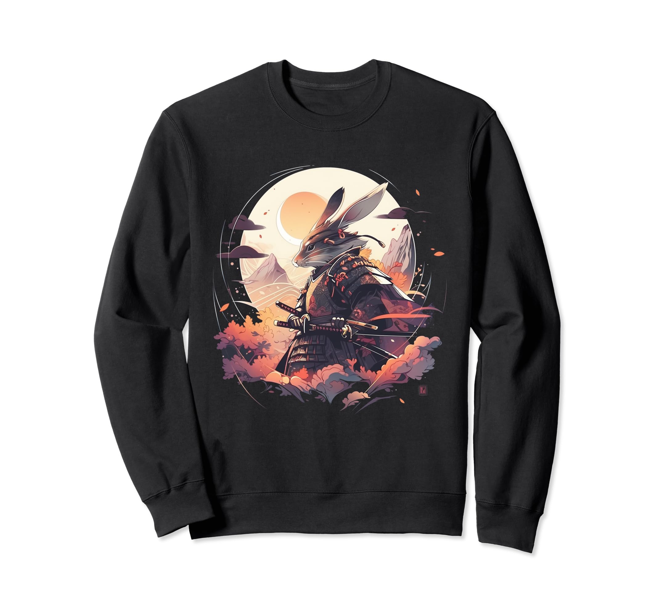 

Japanese Art Rabbit Ninja Anime Style Samurai Rabbit Sweatshirt Ukiyo-e чорний