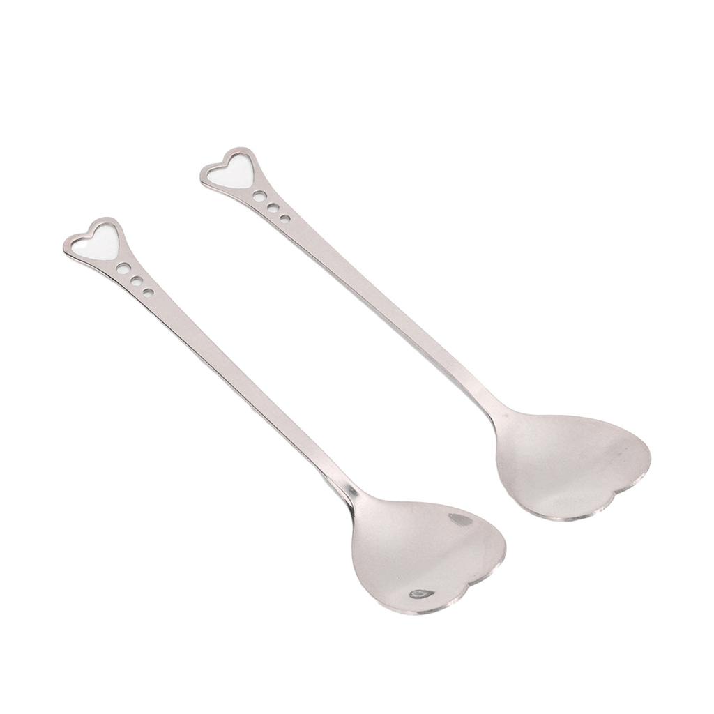 2 ks Dezertní lžíce Nerezová ocel Design ve tvaru srdce Odolné Antikorozní Ergonomická rukojeť