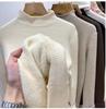 Women's Autumn Winter Half-High Neck Sweater Fleece-Lined Thickened Integrated Fleece Knit Top Warm Inner Wear Base Layer