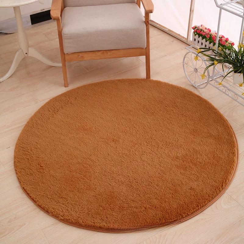 Thick Silk Carpet Floor Mat Fluffy Tender Comfortable Solid Simple Daily Living Room Bedroom Round Skin-friendly Household Ins