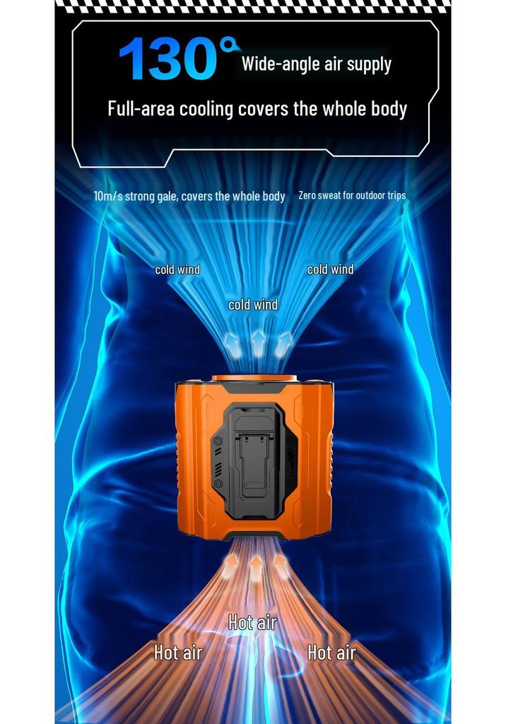 Portable Outdoor Waist Fan with Cooling Ice Pack and Long-Lasting Battery