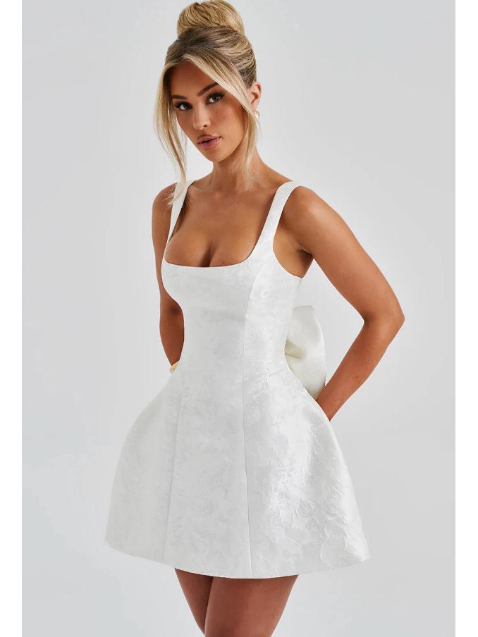 2025 Summer French Style Jacquard Camisole Dress with Butterfly Knot Skirt