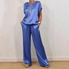 1 Set Women T-shirt Pants Suit Casual Summer Solid Color