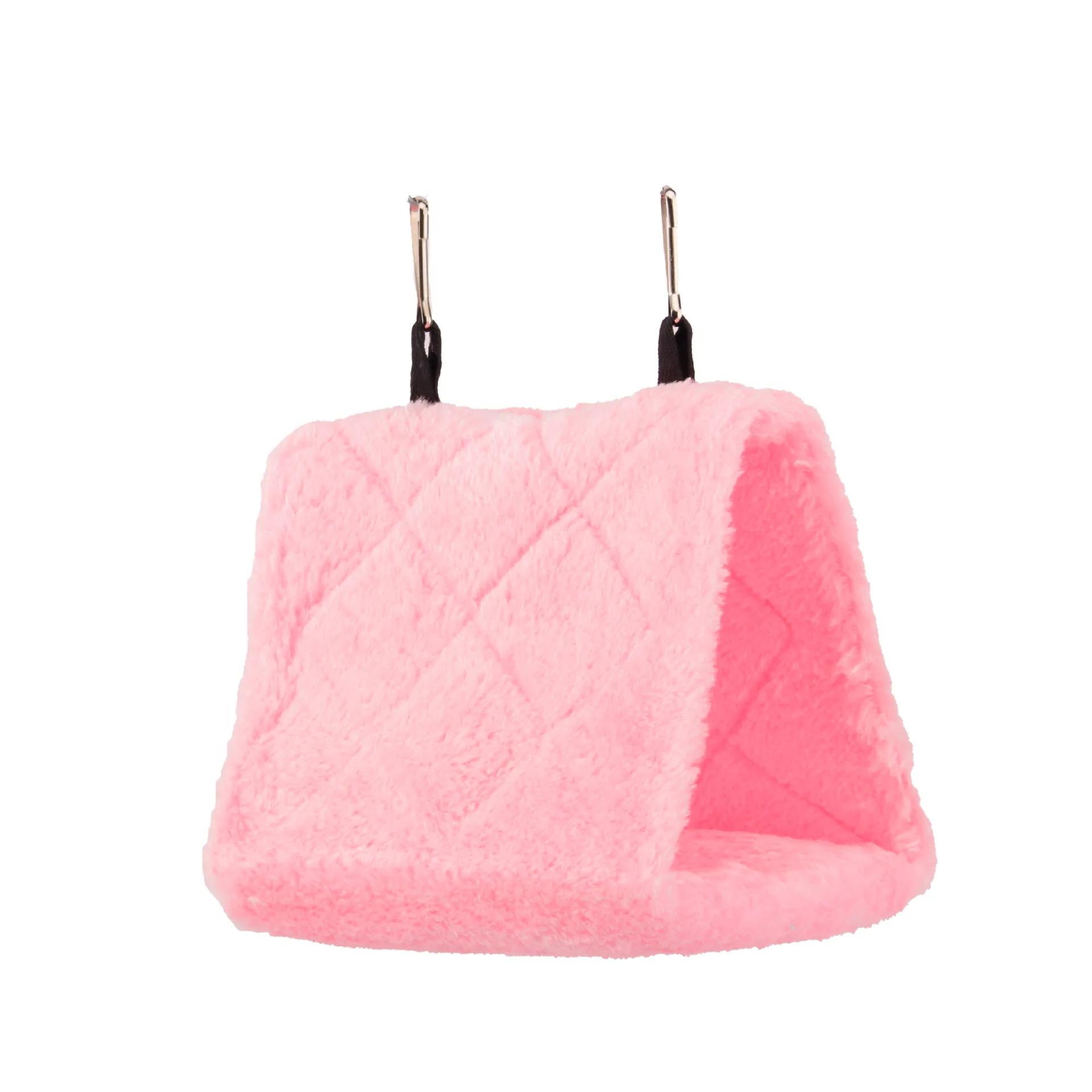 

New Pet Birds Parrot Soft Warm Plush Snuggle Hanging Cave Swing Toy Cage Hammock Bird Bed Decor Little Sun Velvet Nest 17X12X13cm розовый