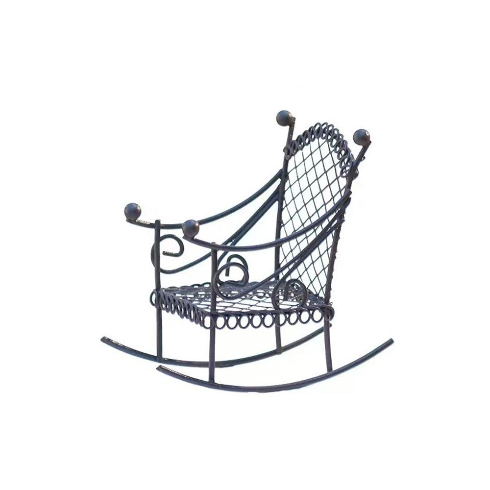 Metal Dollhouse Furniture White Rusty Photo Props Mini Arch Gate Desktop Ornament Rocking Chair Bonsai Board Stake Fairy Garden