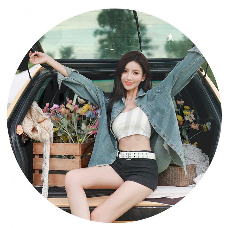 Women s Retro Light Blue Denim Shirt - Casual Loose Fit, Long Sleeve, Thin Jacket Layer M светло-синий
