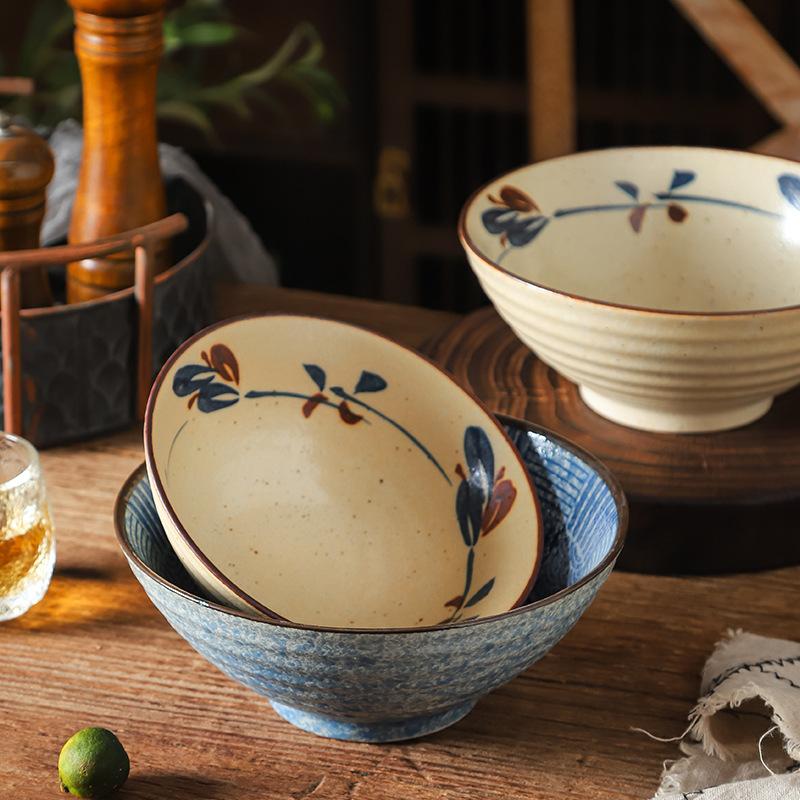 Japanese Noodle Bowl Household Kitchen Restauran Fresh Fruit Salad Rice Lamian Noodles Soup Ramen Bowl Decorative Tableware