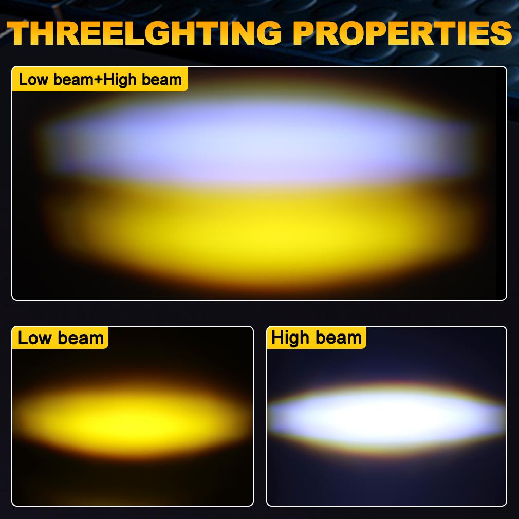 1ks/2ks Dvoubarevný LED reflektor Pomocný motocyklový světlomet Mlhové světlo 6000K 3500K Bílé+Žluté Světlo pro jízdu v terénu Pracovní světla pro nákladní vozidlo Auto