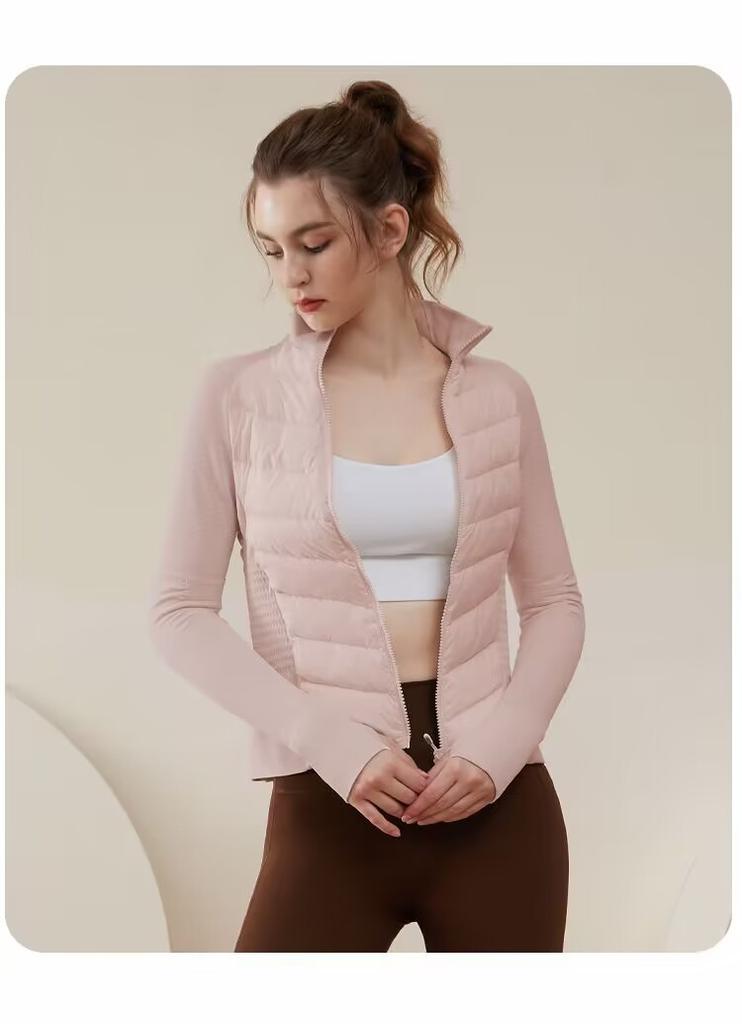 Outdoor sports yoga clothes, duck down jackets, women's short young thin slim-fitting backing liner, autumn and winter